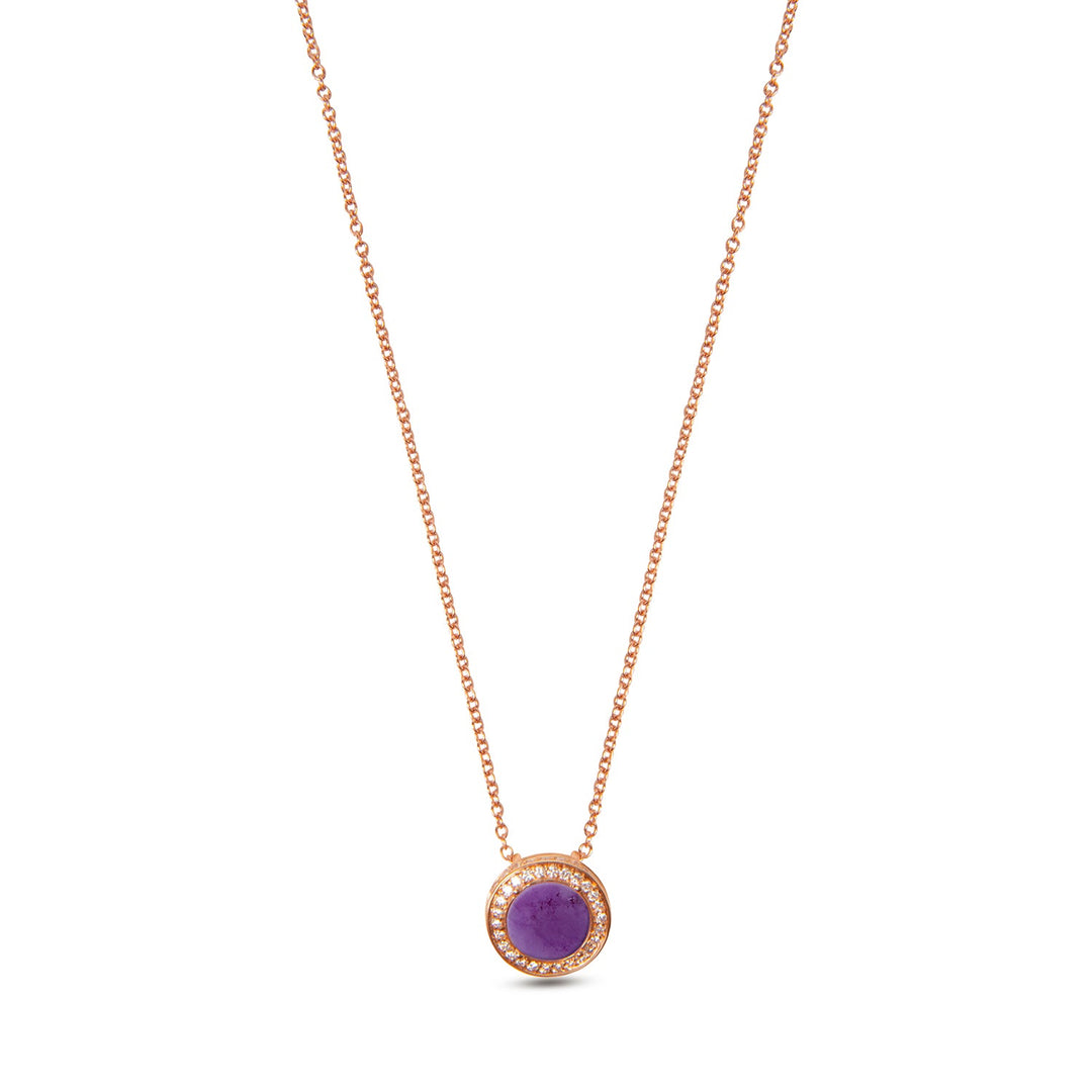 Eternity necklace with purple agate in rose gold, small size