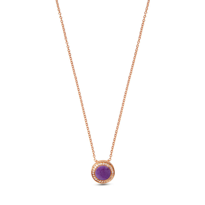 Eternity necklace with purple agate in rose gold, small size
