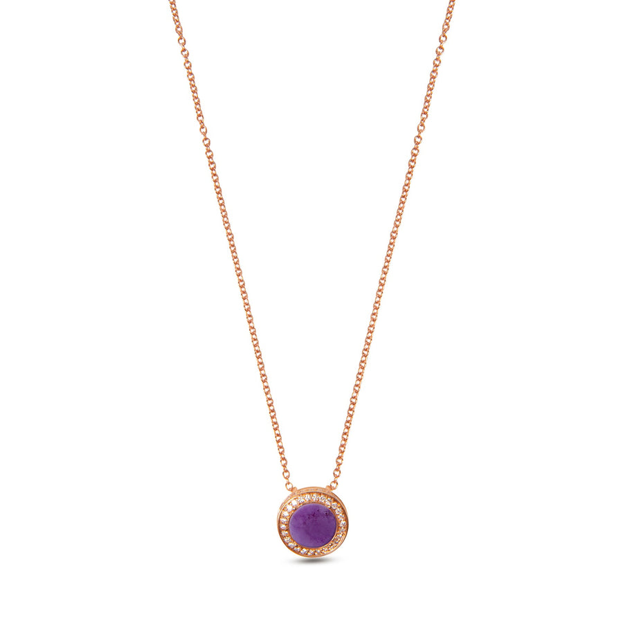Eternity necklace with purple agate in rose gold, small size