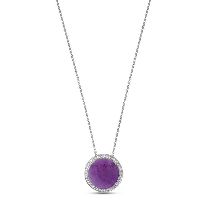 Eternity necklace with purple agate in white gold, large size