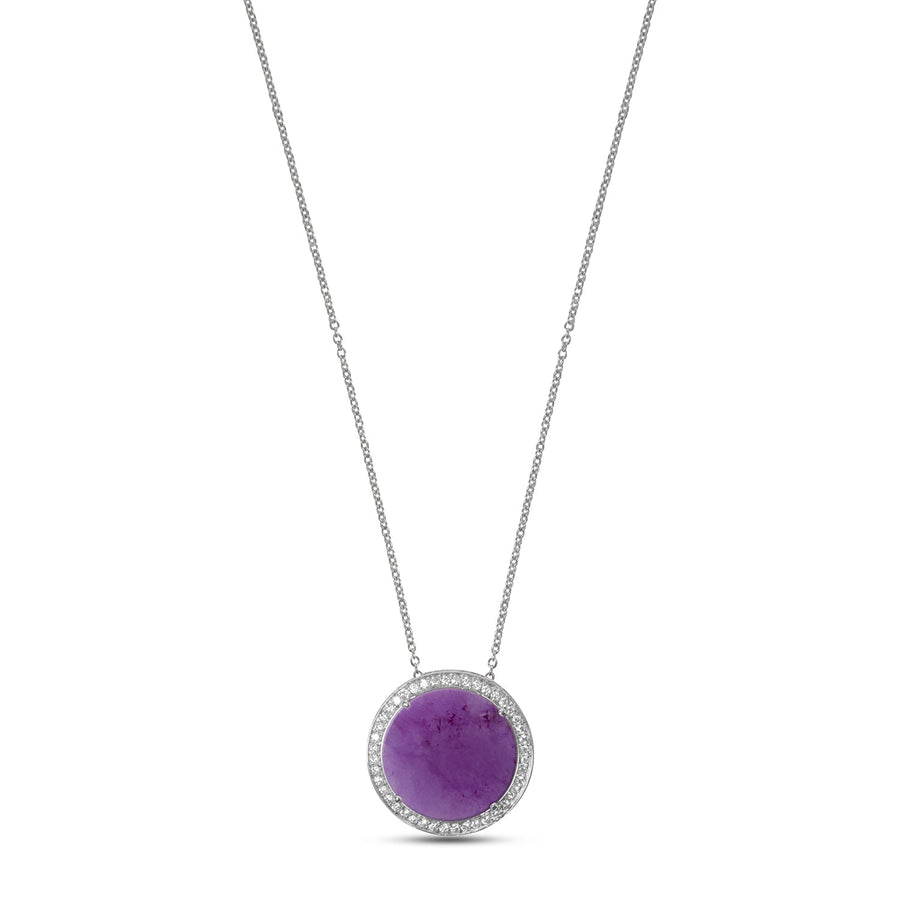 Eternity necklace with purple agate in white gold, large size