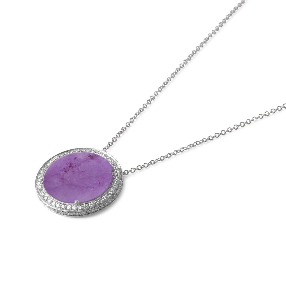 Eternity necklace with purple agate in white gold, large size (view 2)