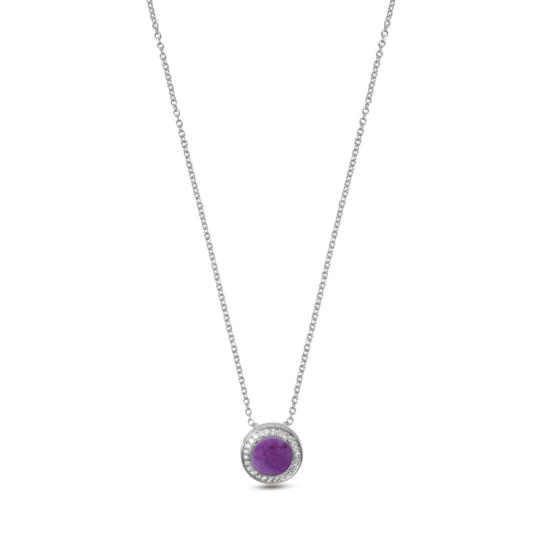 Eternity necklace with purple agate in white gold, small size