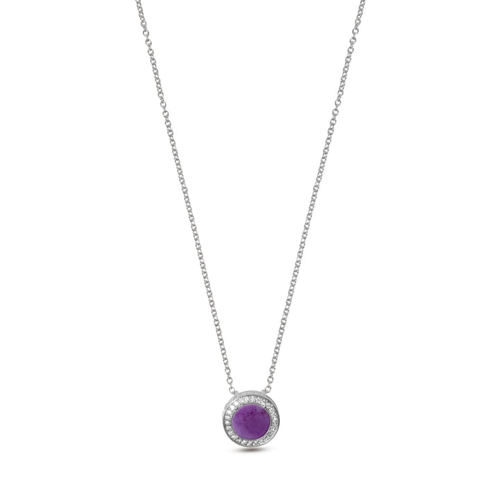 Eternity necklace with purple agate in white gold, small size