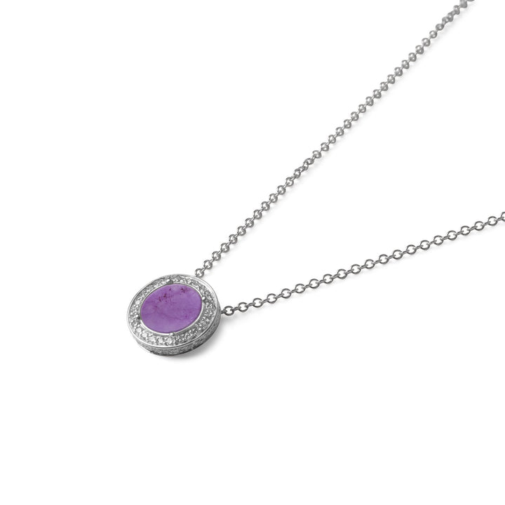Eternity necklace with purple agate in white gold, small size (view 2)