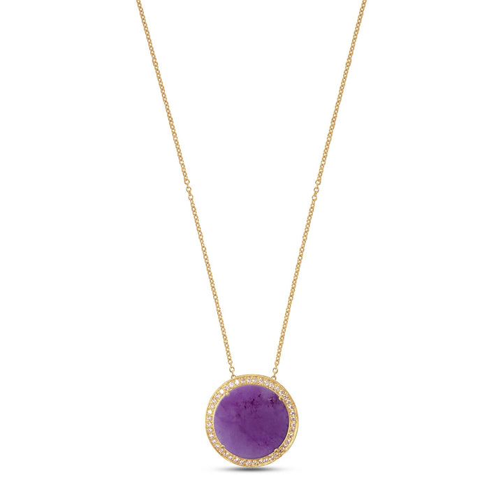 Eternity necklace with purple agate in yellow gold, large size