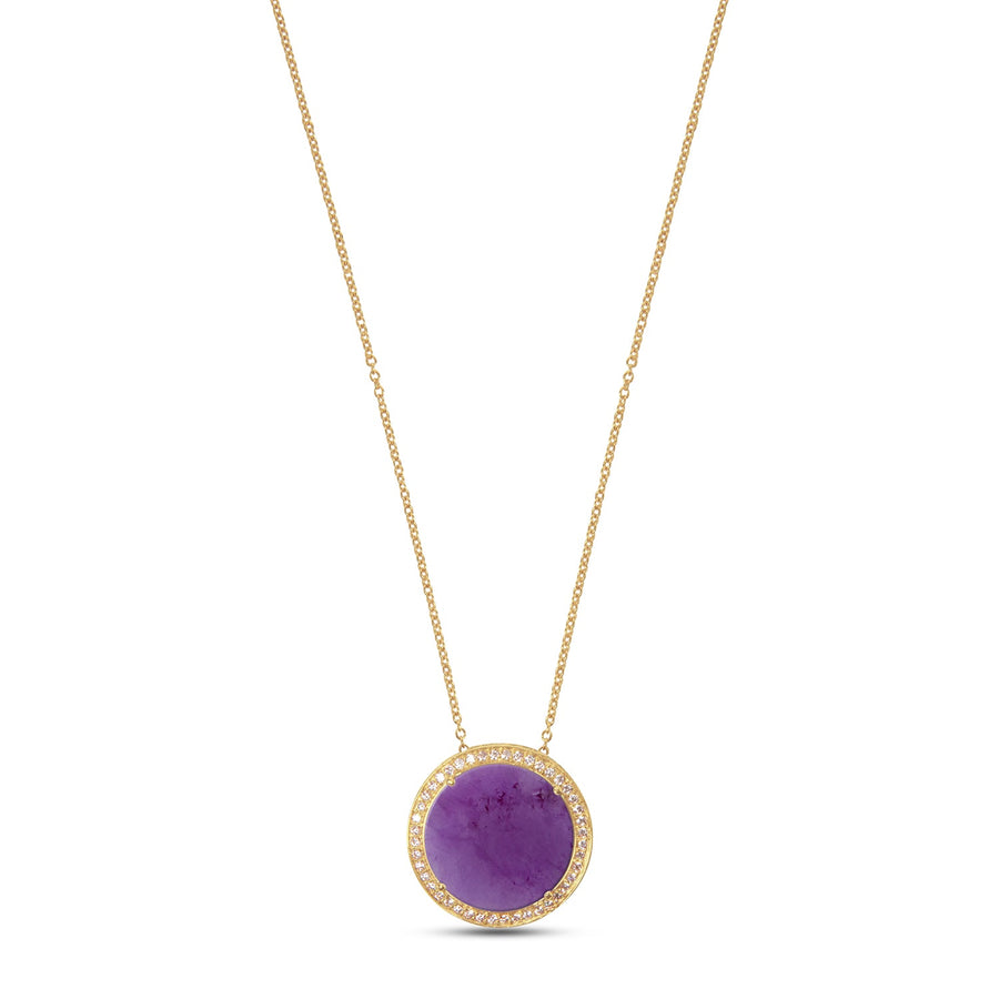 Eternity necklace with purple agate in yellow gold, large size