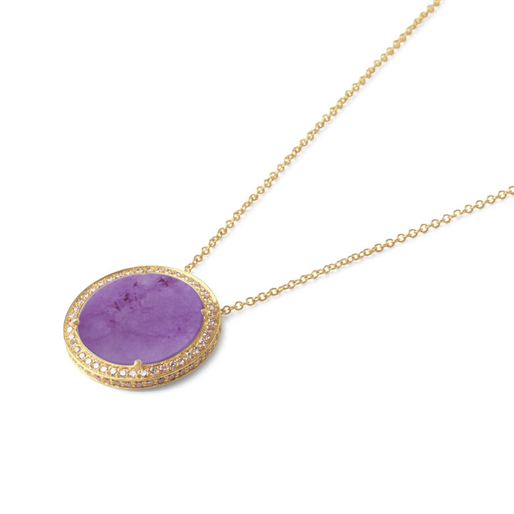 Eternity necklace with purple agate in yellow gold, large size (view 2)