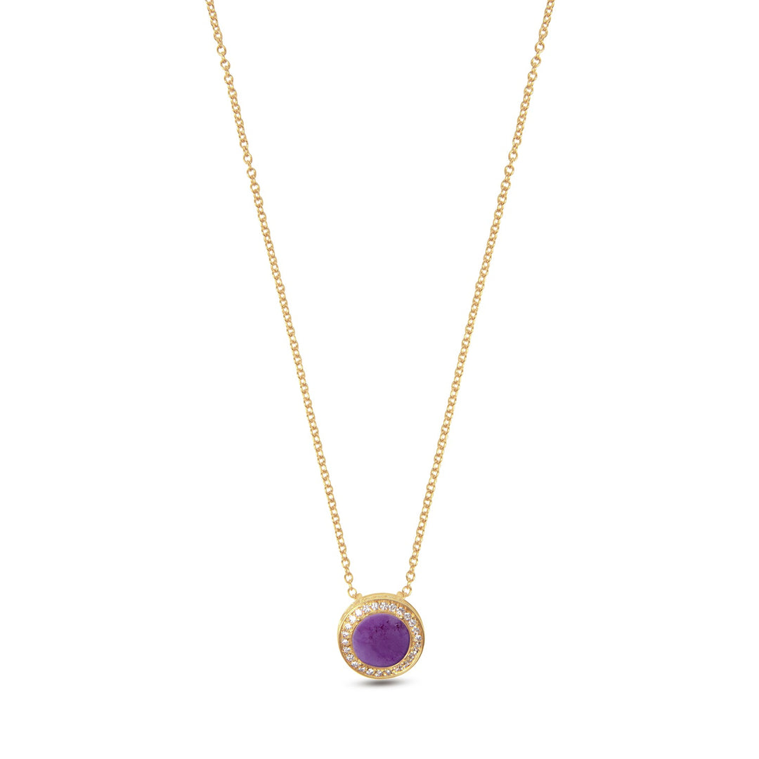 Eternity necklace with purple agate in yellow gold, small size