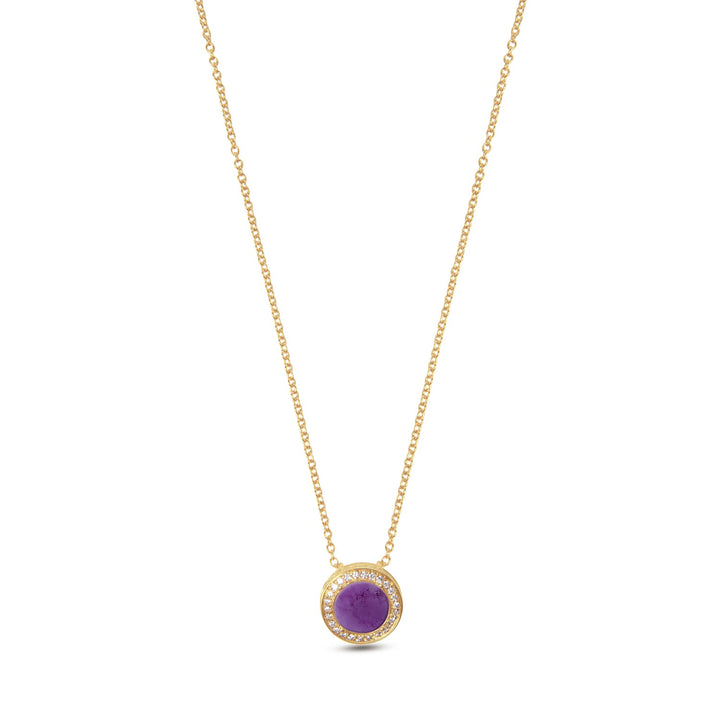 Eternity necklace with purple agate in yellow gold, small size