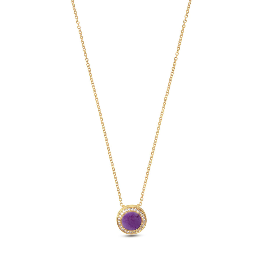 Eternity necklace with purple agate in yellow gold, small size