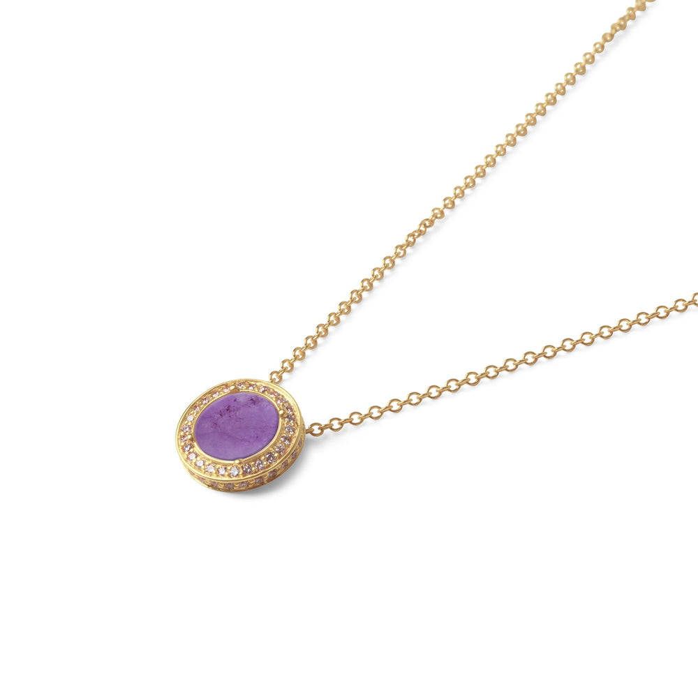 Eternity necklace with purple agate in yellow gold, small size (view 2)