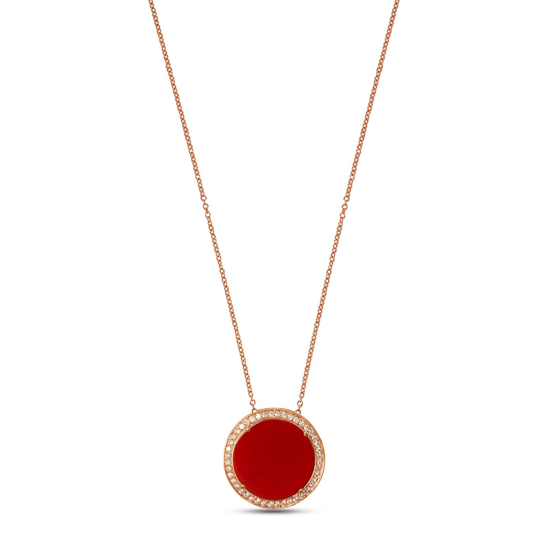 Eternity necklace with red carnelian in rose gold, large size