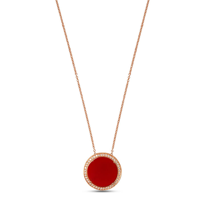 Eternity necklace with red carnelian in rose gold, large size