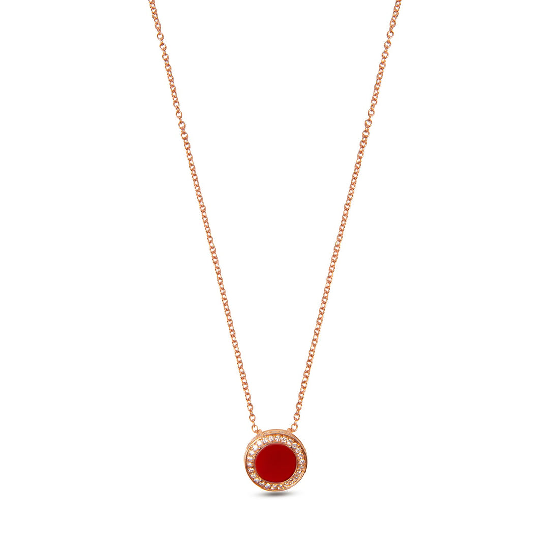 Eternity necklace with red carnelian in rose gold, small size