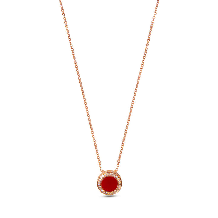 Eternity necklace with red carnelian in rose gold, small size