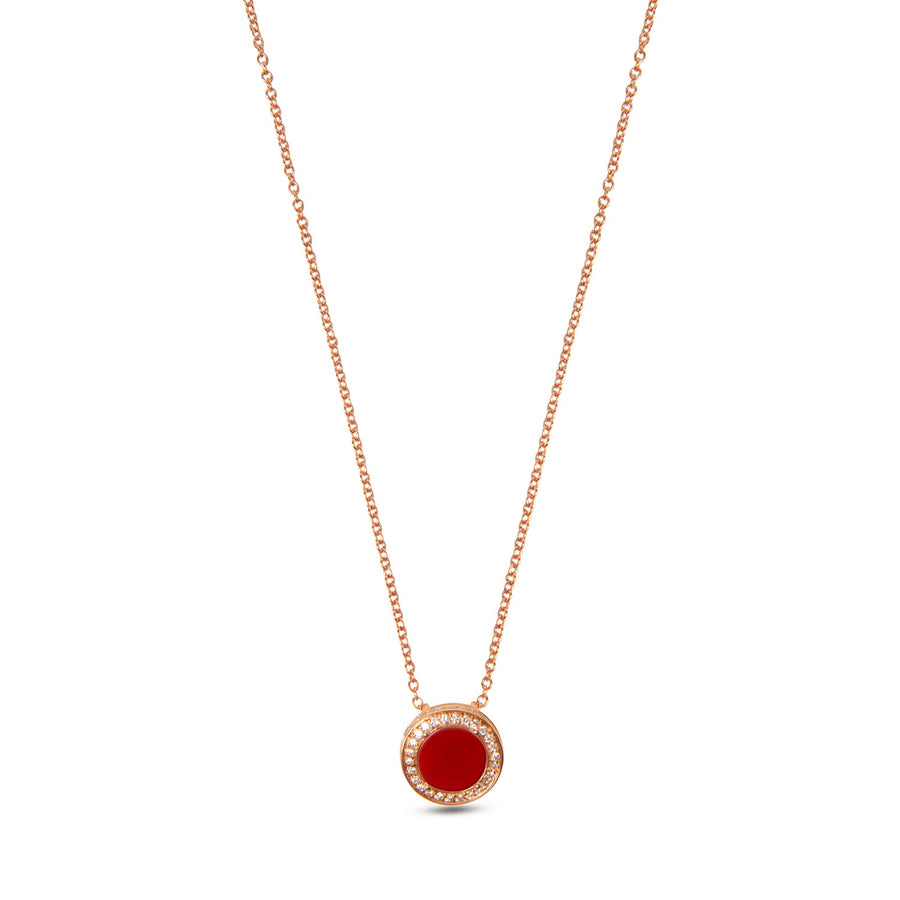 Eternity necklace with red carnelian in rose gold, small size