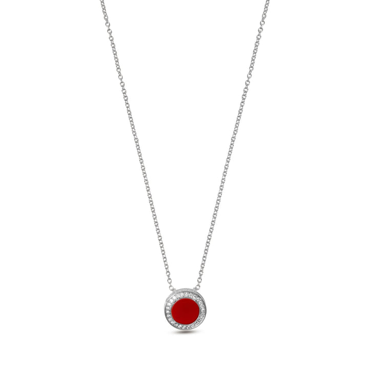 Eternity necklace with red carnelian in white gold, small size