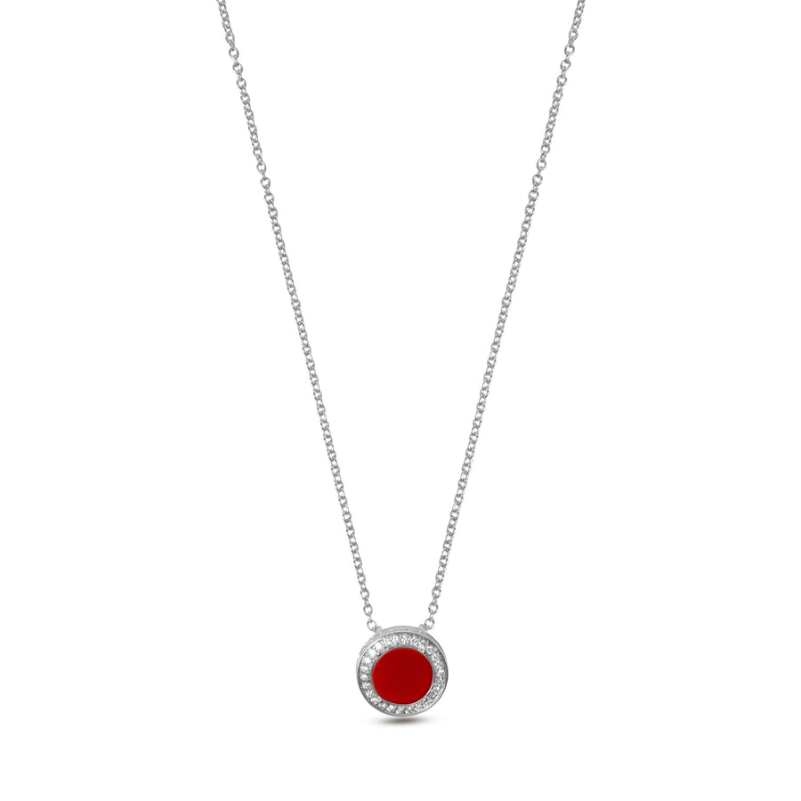 Eternity necklace with red carnelian in white gold, small size