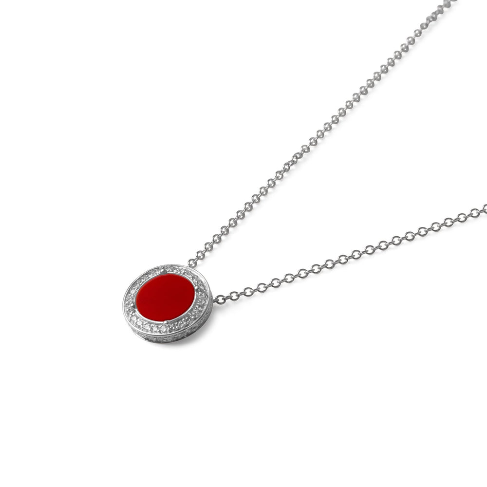 Eternity necklace with red carnelian in white gold, small size (view 2)
