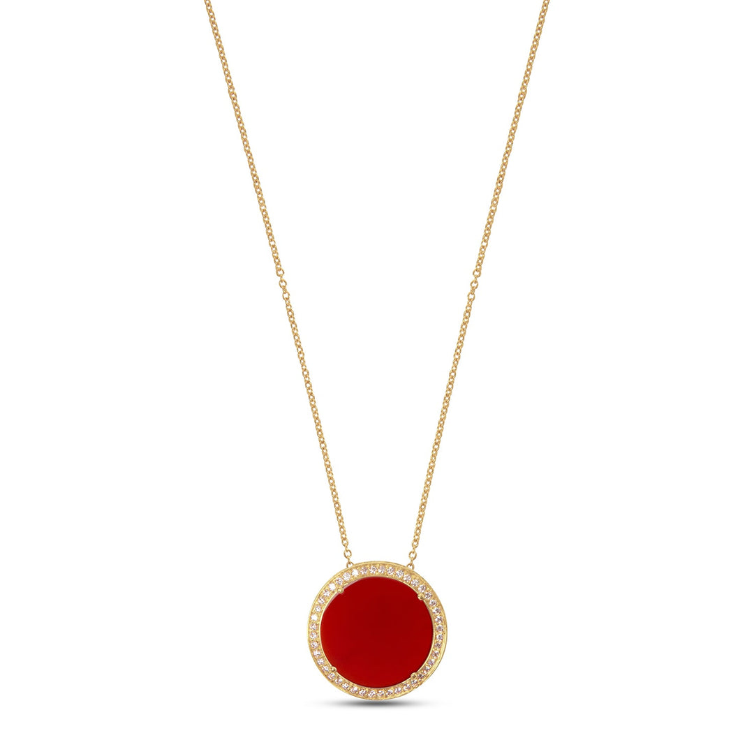 Eternity necklace with red carnelian in yellow gold, large size