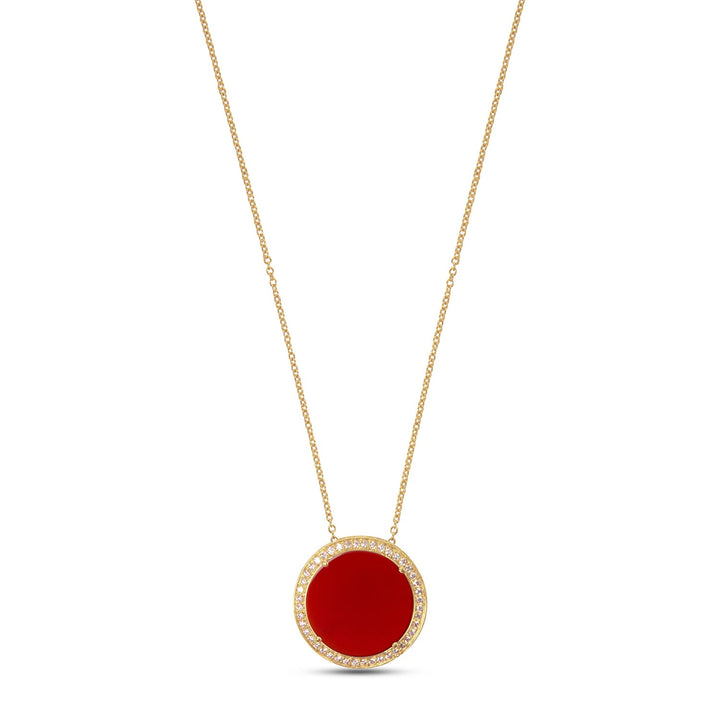 Eternity necklace with red carnelian in yellow gold, large size