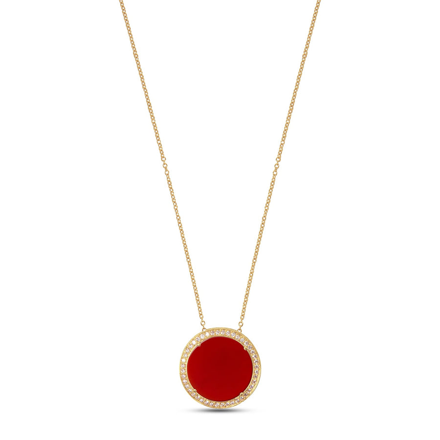 Eternity necklace with red carnelian in yellow gold, large size