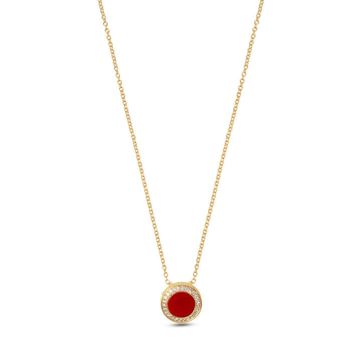 Eternity necklace with red carnelian in yellow gold, small size