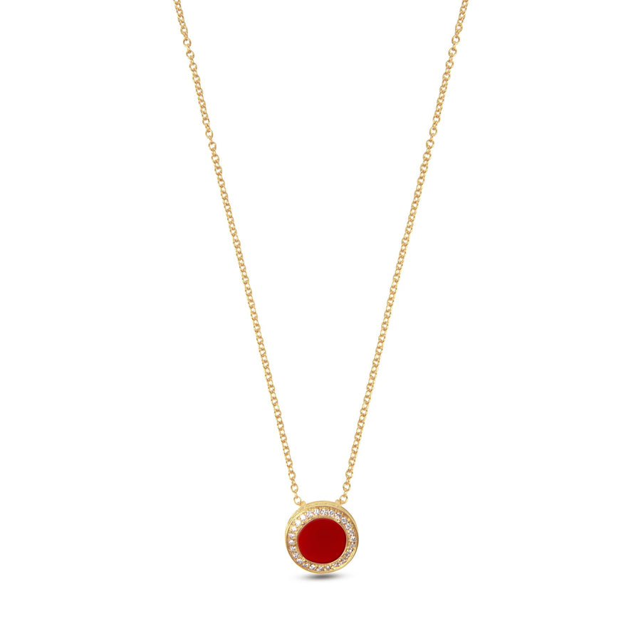 Eternity necklace with red carnelian in yellow gold, small size