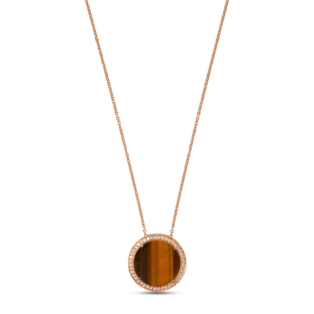 Eternity necklace with tiger eye in rose gold, large size
