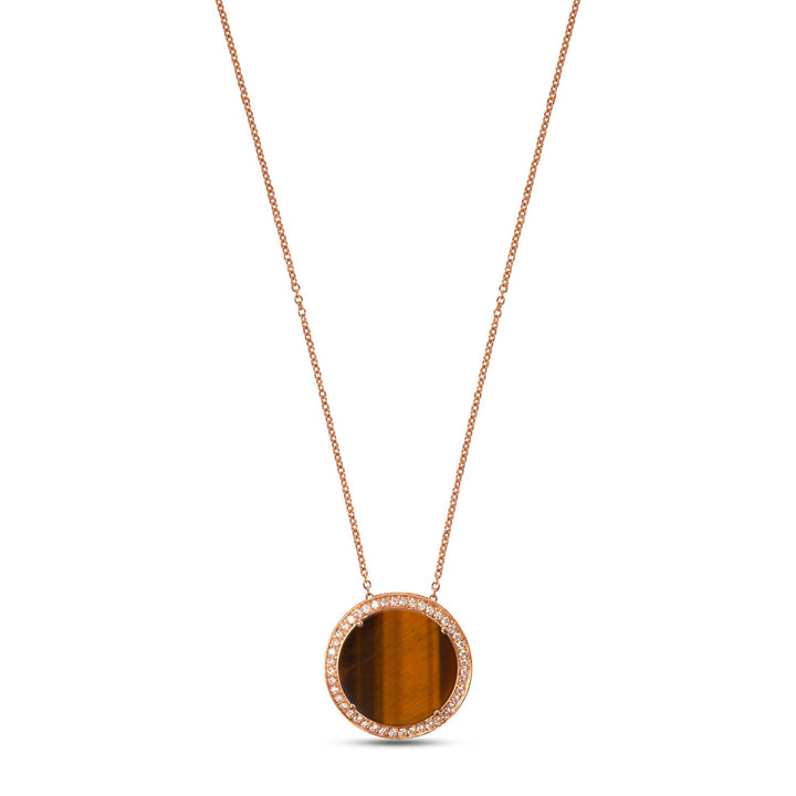 Eternity necklace with tiger eye in rose gold, large size