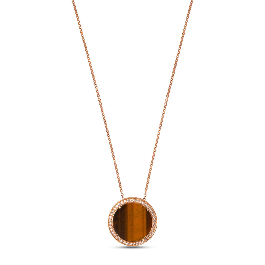 Eternity necklace with tiger eye in rose gold, large size