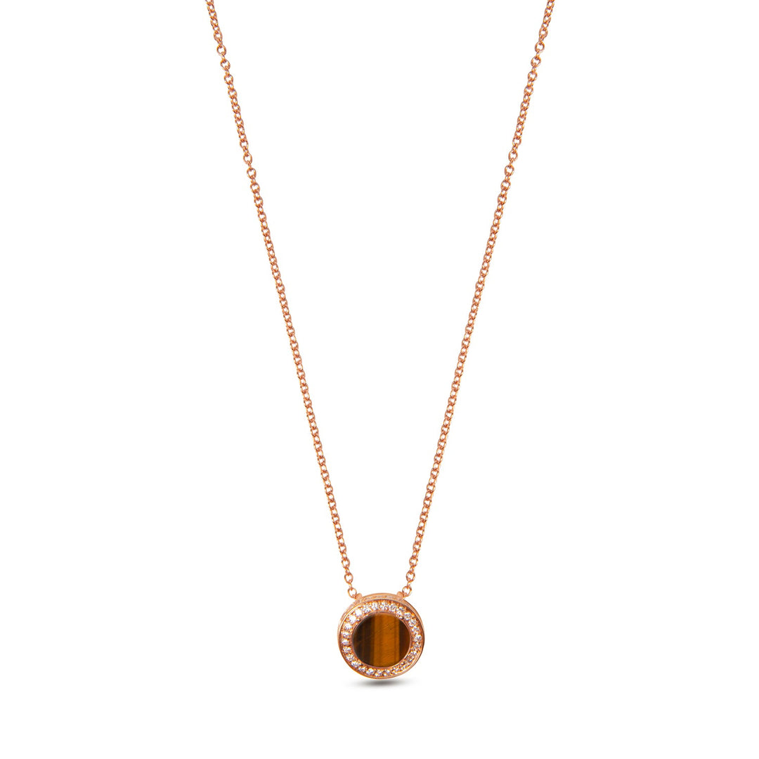 Eternity necklace with tiger eye in rose gold, small size