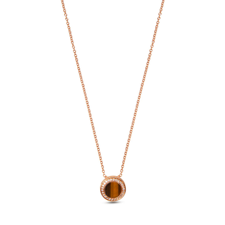 Eternity necklace with tiger eye in rose gold, small size
