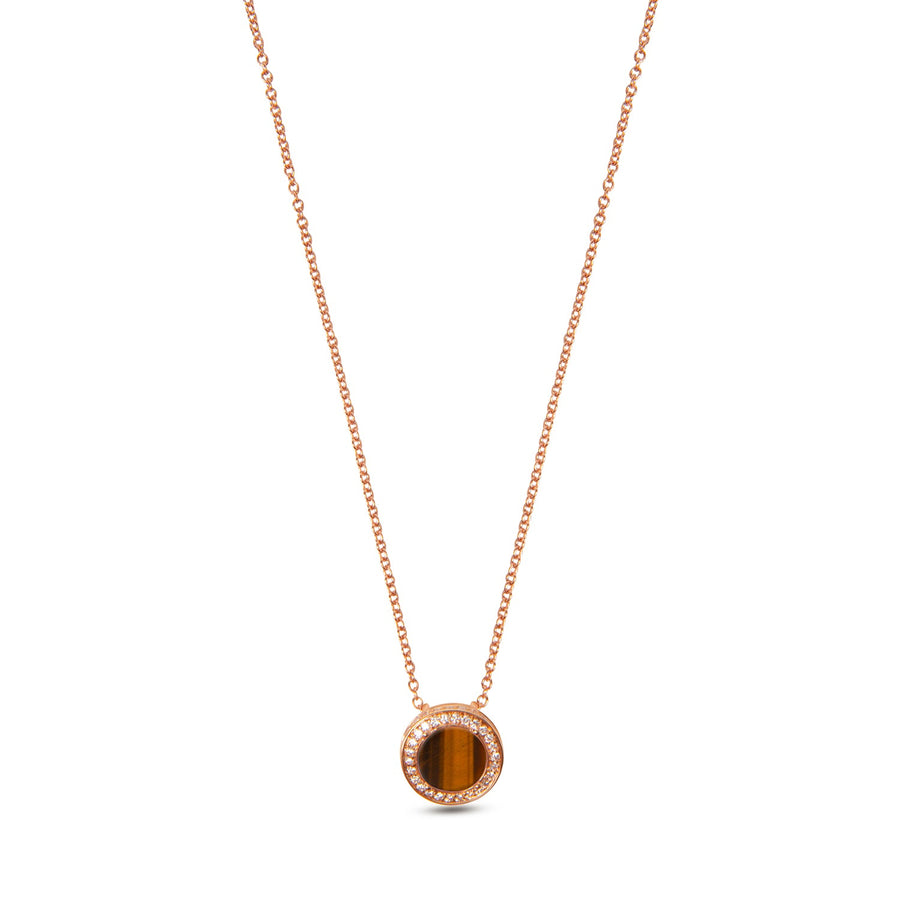 Eternity necklace with tiger eye in rose gold, small size