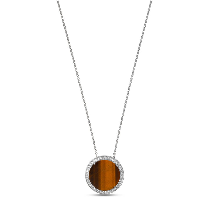 Eternity necklace with tiger eye in white gold, large size