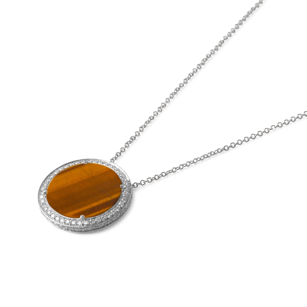 Eternity necklace with tiger eye in white gold, large size (view 2)