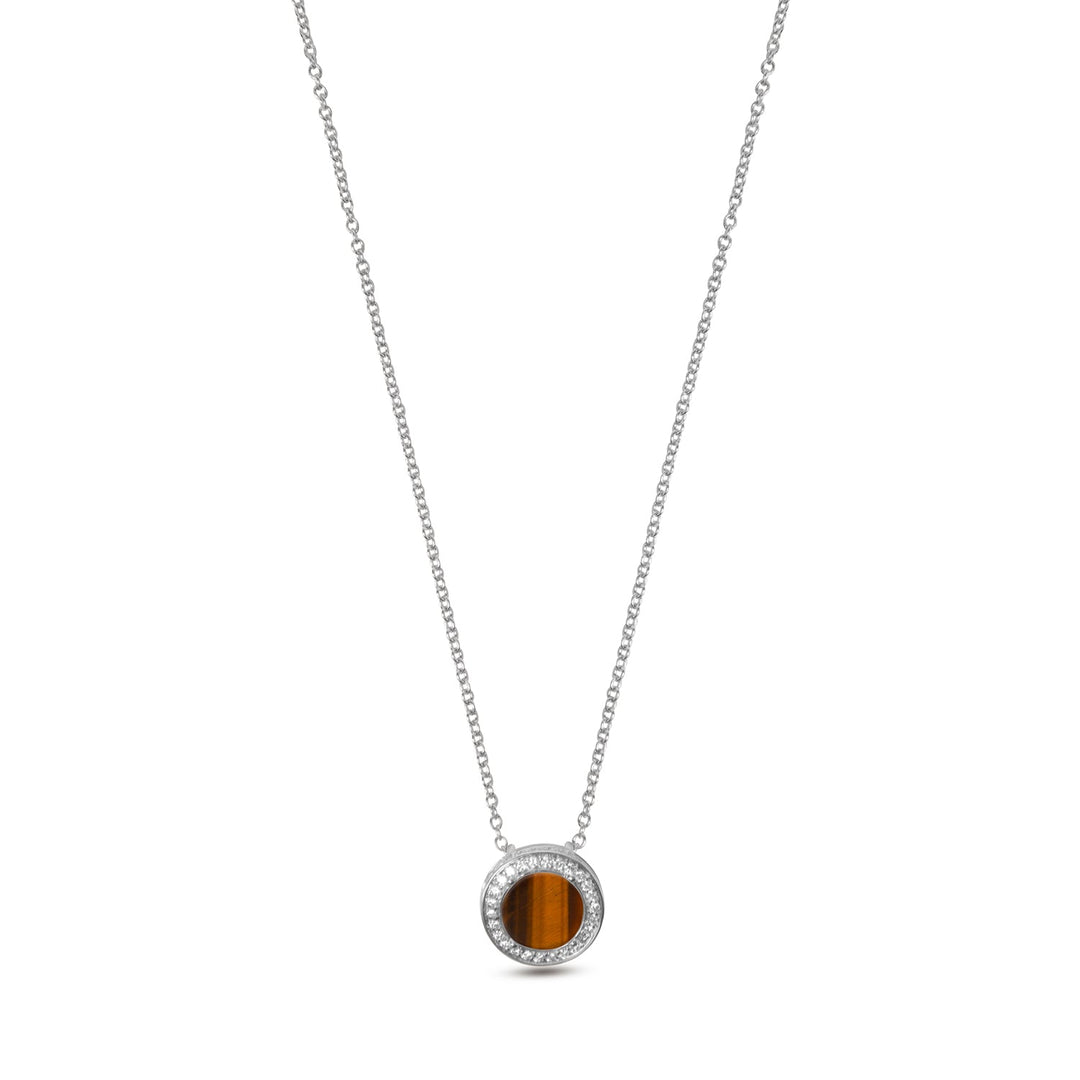 Eternity necklace with tiger eye in white gold, small size