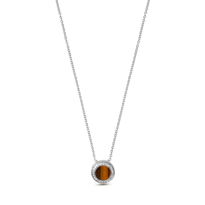 Eternity necklace with tiger eye in white gold, small size