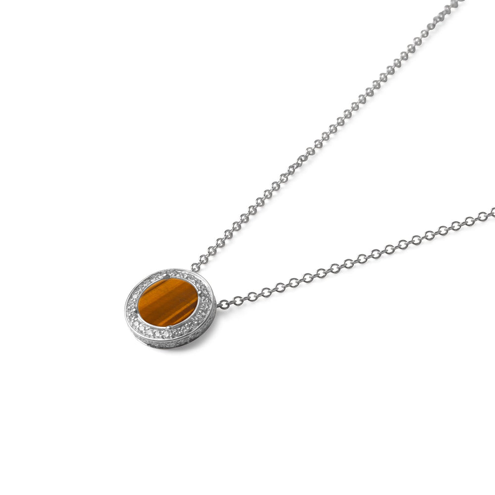 Eternity necklace with tiger eye in white gold, small size (view 2)