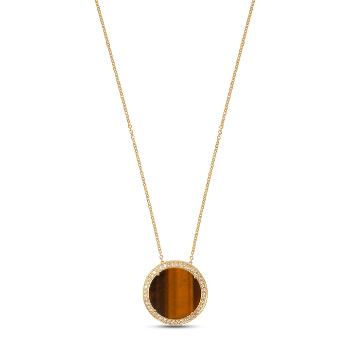 Eternity necklace with tiger eye in yellow gold, large size