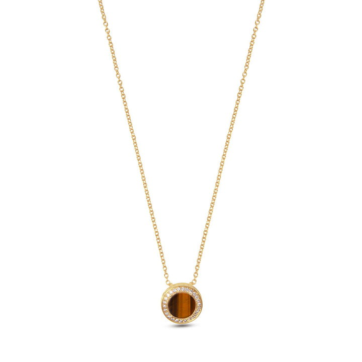 Eternity necklace with tiger eye in yellow gold, small size