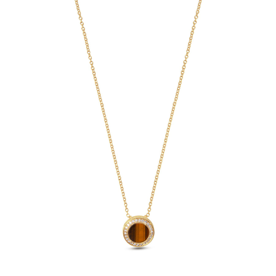 Eternity necklace with tiger eye in yellow gold, small size