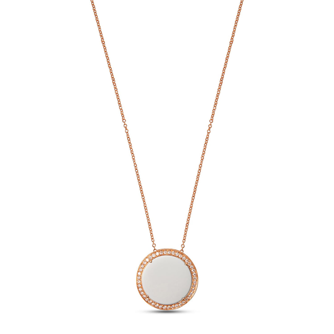 Eternity necklace with white agate in rose gold, large size