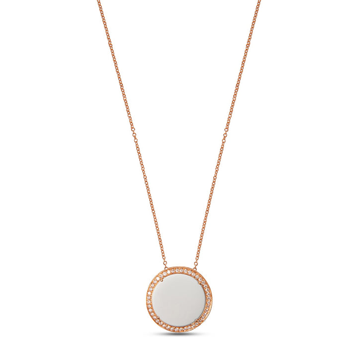 Eternity necklace with white agate in rose gold, large size
