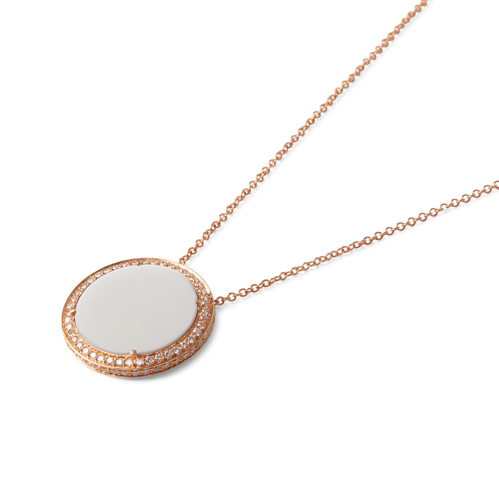 Eternity necklace with white agate in rose gold, large size (view 2)