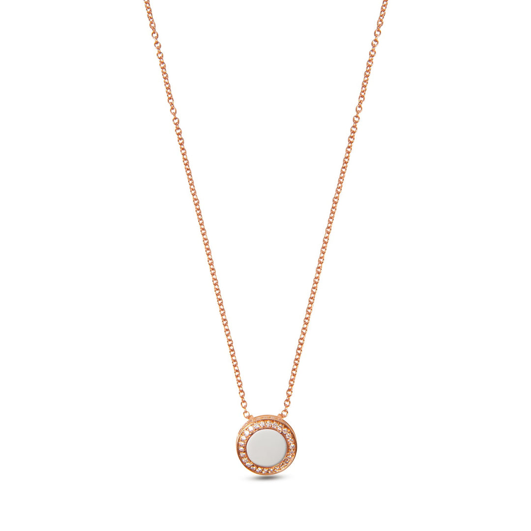 Eternity necklace with white agate in rose gold, small size