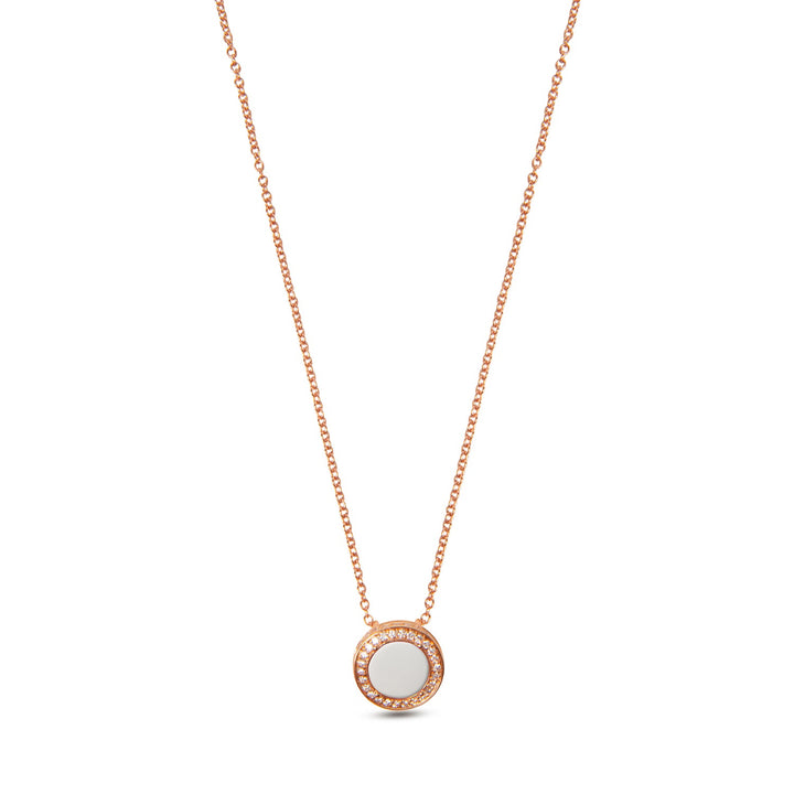 Eternity necklace with white agate in rose gold, small size
