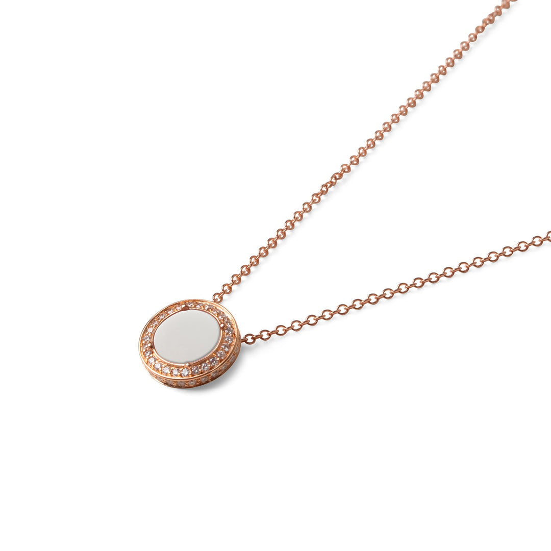 Eternity necklace with white agate in rose gold, small size (view 2)