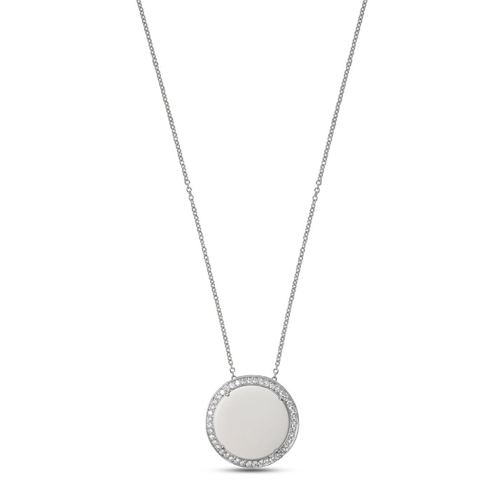 Eternity necklace with white agate in white gold, large size